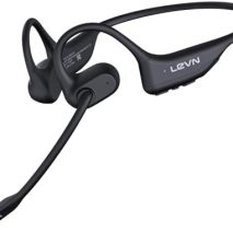 LEVN Open Ear Headphones with Mic, 29g Bluetooth Headset with Microphone, Bluetooth Headphones with Noise Cancelling Mic, Waterproof Non-slip Wireless Headset with Mic for Work, Workout, Driving, Call